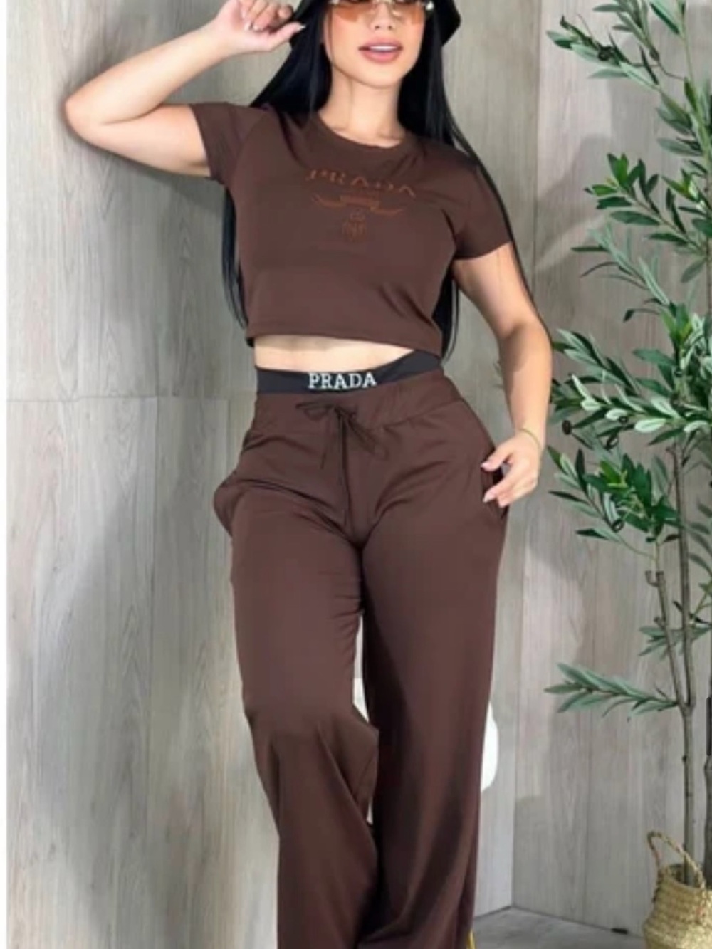 Chocolate Brown Wide-Leg Lounge Pants size M